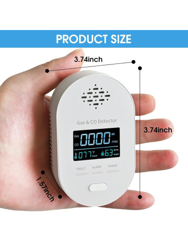Detector de Monóxido de Carbono y Gas 4-en-1 FDUIOSPF