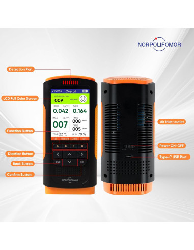 Monitor de Calidad del Aire Norpolifomor WP6933 - Detección PM2.5 y HCHO