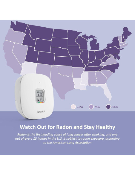 Detector de Radón INKBIRD RN300S-US, Monitoreo Preciso 2 Años