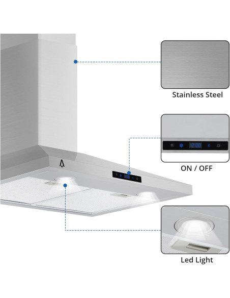 Campana Extractora de Pared GAOMON 30" Acero Inoxidable 265 CFM