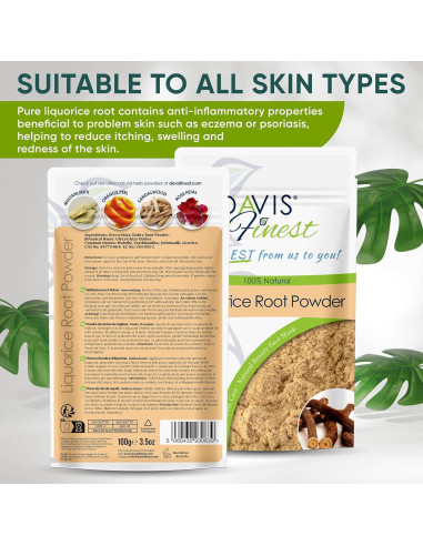 Polvo de Raíz de Regaliz Orgánico Davis Finest 100g - Aclarado de Piel