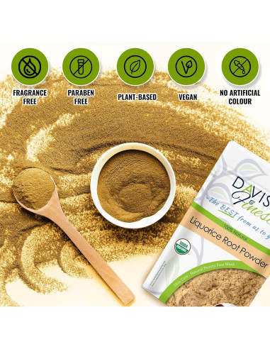 Polvo de Raíz de Regaliz Orgánico Davis Finest 100g - Aclarado de Piel