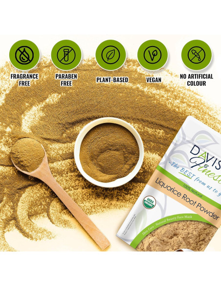 Polvo de Raíz de Regaliz Orgánico Davis Finest 100g - Aclarado de Piel