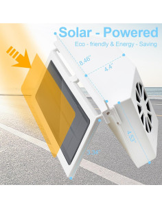 Ventilador Solar de Ventana Hirritale Blanco 12V Ultra Silencioso 2