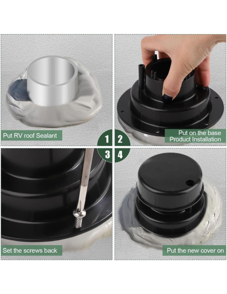 Cubierta de Ventilación de Techo RV Plástico Negro 13.4cm Cubierta de Ventilación de Techo RV Plástico Negro 13.4cm