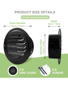 Cubiertas de Ventilación Redondas FocuVenHom 100mm Acero Inoxidable 2PCS 2