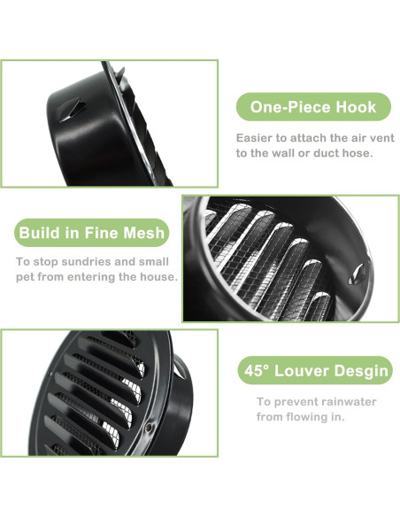 Cubiertas de Ventilación Redondas FocuVenHom 100mm Acero Inoxidable 2PCS Cubiertas de Ventilación Redondas FocuVenHom 100mm Acero Inoxidable 2PCS