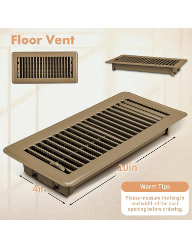 Cubiertas de Ventilación de Piso ACNOYEL 4x10" Marrón - 2 Piezas