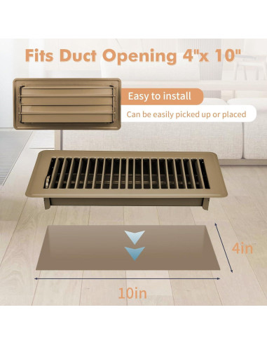 Cubiertas de Ventilación de Piso ACNOYEL 4x10" Marrón - 2 Piezas