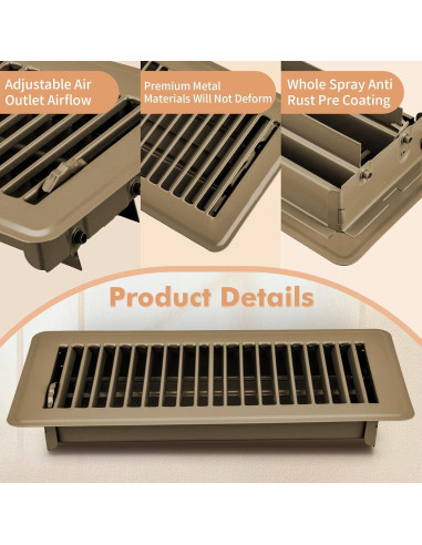 Cubiertas de Ventilación de Piso ACNOYEL 4x10" Marrón - 2 Piezas