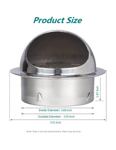 Cubierta de Ventilación de Pared Allvent 10.16 cm Acero Inoxidable 2