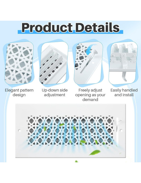 Cubiertas de Ventilación de Metal Datanly 10.16x25.4 cm - 6 Pcs