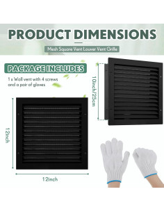 Rejilla de Ventilación de Gablete Hicarer 30.48x30.48 cm Negra 2