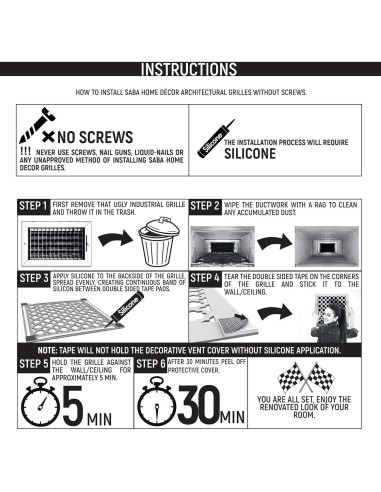 Cubierta de Ventilación SABA Home Decor Waterwheel 30.48x20.32 cm