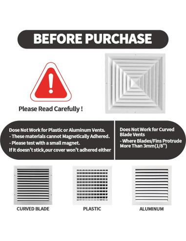 Paquete de 2 Cubiertas Magnéticas para Ventilación Aecsze 30.48 cm
