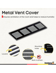 Cubierta de Ventilación Steinberg14 Negra 14x5 cm con Malla 2