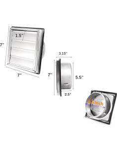 Cubierta de Ventilación Exterior Yopay 6 Pulgadas Acero Inoxidable 2