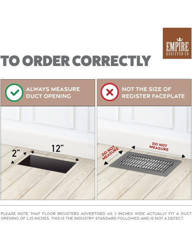 Cubierta de Ventilación de Suelo Empire Register Co 30x12cm