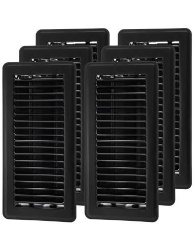 Rejillas de Ventilación de Piso Yopay 6 Piezas 10x25 cm Negras