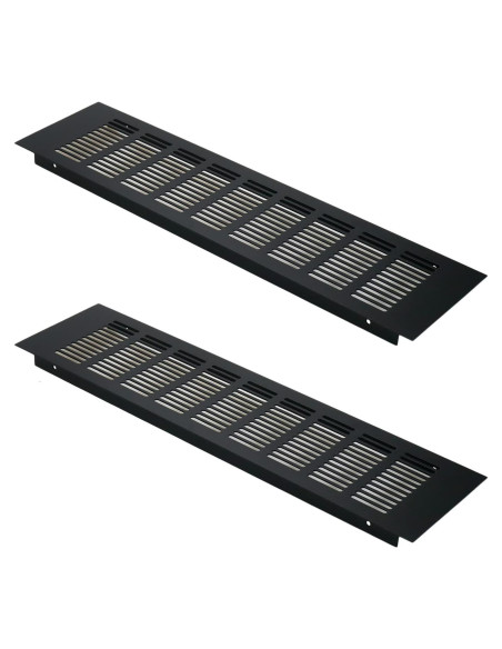 Cubiertas de Ventilación Geesatis 400x100mm Aluminio Negro - Paquete de 2