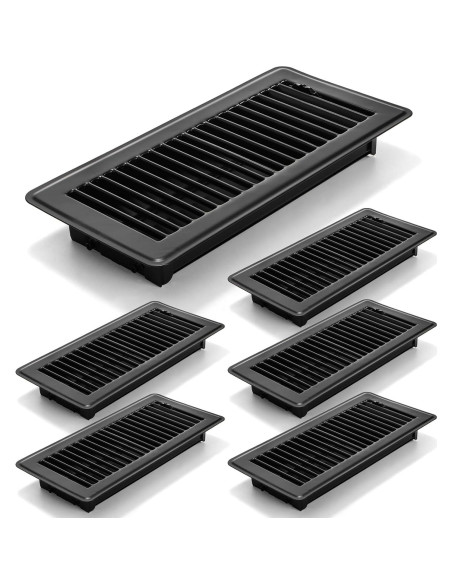 Rejillas de Ventilación de Piso Yopay 6 Piezas 10x25 cm Negras