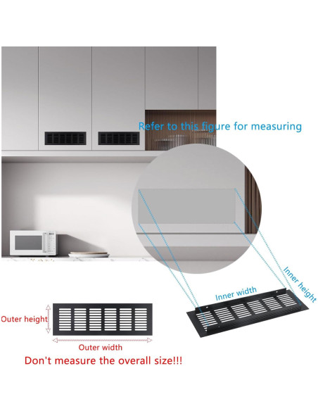 Cubiertas de Ventilación Geesatis 400x100mm Aluminio Negro - Paquete de 2