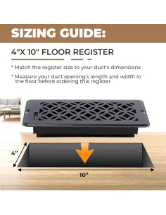 2 Cubiertas de Ventilación de Piso Ajustables 4x10 MMFSF Negro 2