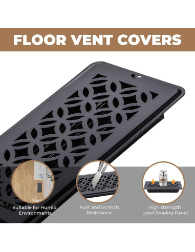 2 Cubiertas de Ventilación de Piso Ajustables 4x10 MMFSF Negro