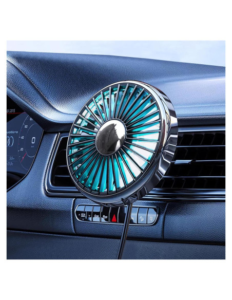 Ventilador de Coche DICMKY USB 360 Silencioso con Luz
