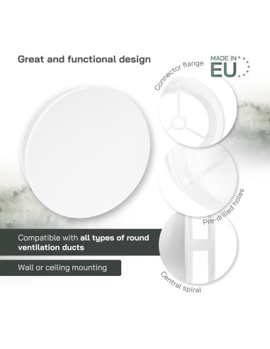 Difusor de Aire Circular 15.24 cm Vent Systems - Plástico Blanco Ajustable
