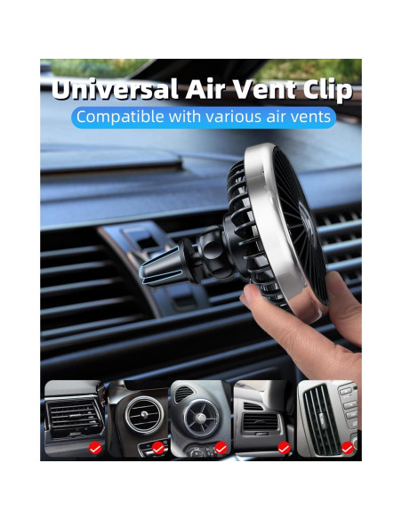 Ventilador de Coche DICMKY USB 360 Silencioso con Luz