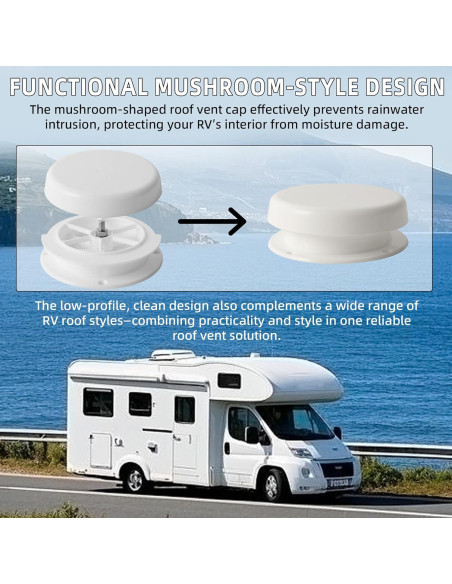 2 Tapas de Ventilación de Techo Estilo Hongo Aussio - Blanca