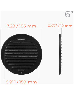 Cubierta de Ventilación Redonda 18.5cm Acero Inoxidable Negro - 5 Pzas 2