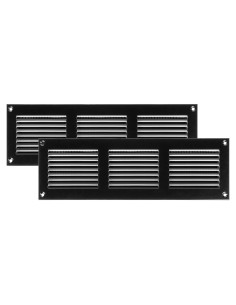 Cubierta de Ventilación de Metal 30x10 cm - Paquete de 2 - Negro
