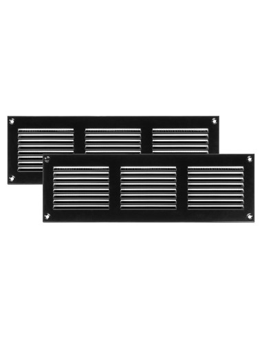 Cubierta de Ventilación de Metal 30x10 cm - Paquete de 2 - Negro