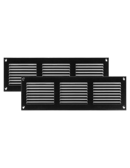 Cubierta de Ventilación de Metal 30x10 cm - Paquete de 2 - Negro