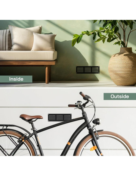 Cubierta de Ventilación de Metal 30x10 cm - Paquete de 2 - Negro