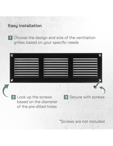 Cubierta de Ventilación de Metal 30x10 cm - Paquete de 2 - Negro