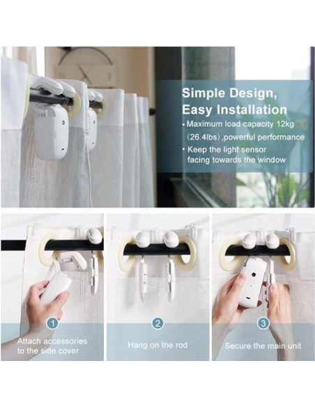 Apertura Automática de Cortinas Inteligente Genérico con Panel Solar