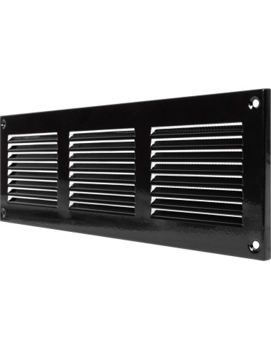 Cubierta de Ventilación de Metal 30x10 cm - Paquete de 2 - Negro