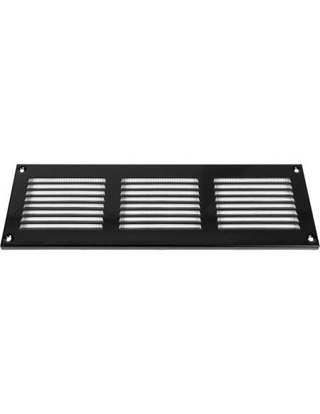 Cubierta de Ventilación de Metal 30x10 cm - Paquete de 2 - Negro