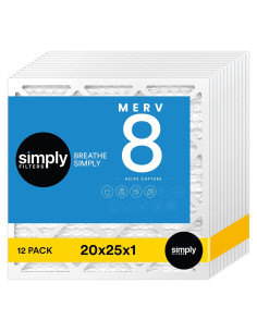 Filtro de Aire Simply 20x25x1 MERV 8 Paquete de 12 Filtros