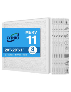 Filtro de aire 20x20x1 MERV 11 LYJHKJ - 2 marcos ABS + 8 filtros