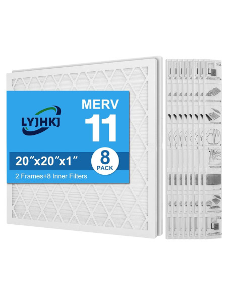 Filtro de aire 20x20x1 MERV 11 LYJHKJ - 2 marcos ABS + 8 filtros