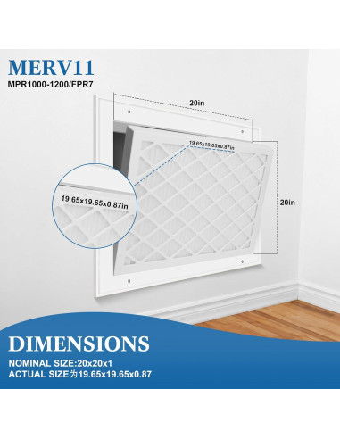 Filtro de aire 20x20x1 MERV 11 LYJHKJ - 2 marcos ABS + 8 filtros