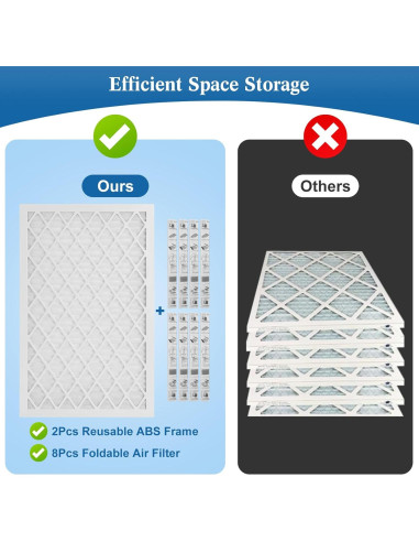 Filtro de aire 20x20x1 MERV 11 LYJHKJ - 2 marcos ABS + 8 filtros