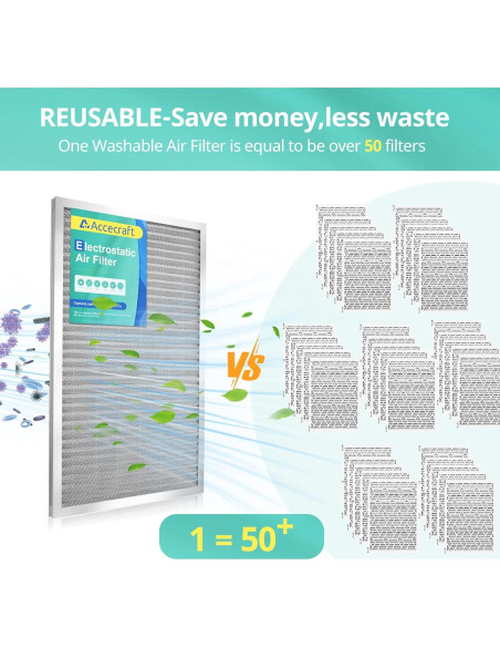 Filtro de Aire Electroestático Accecraft 50x39x2 cm Lavable MERV 8 Filtro de Aire Electroestático Accecraft 50x39x2 cm Lavable MERV 8