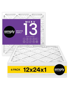 Filtro de Aire Simply MERV 13 12x24x1 Paquete de 6 para HVAC