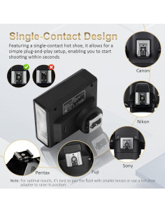 Flash Mini G12 NULBOFU para Cámara, GN12 5600K, Batería 1200mAh 2