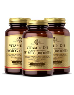 Vitamina D3 Solgar 250 mcg 120 Gelatinas Blandas - Paquete de 3